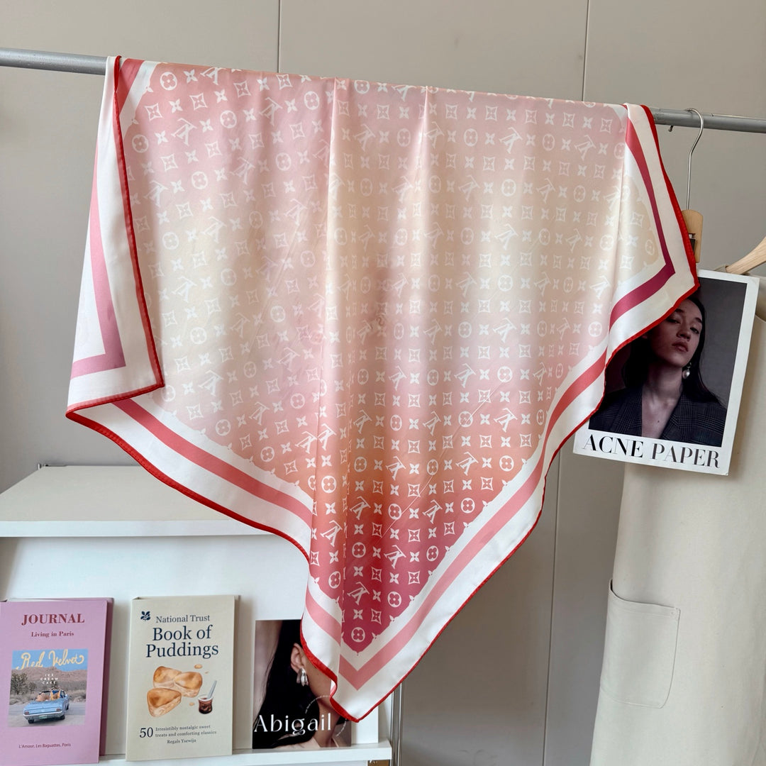 Gradient pink striped silk scarf