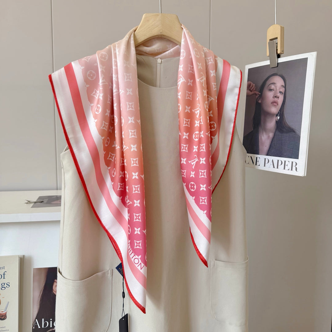 Gradient pink striped silk scarf