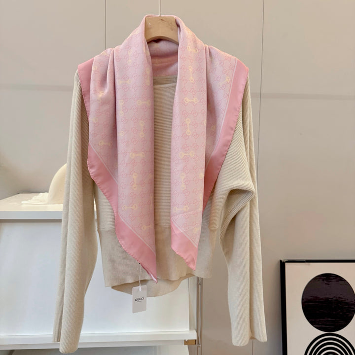3 colors pastel flowers silk scarf