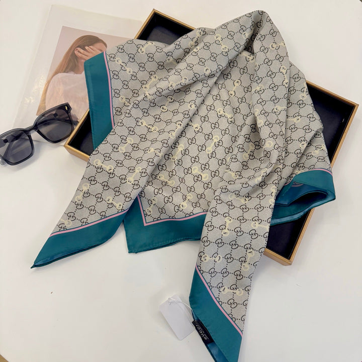 3 colors pastel flowers silk scarf
