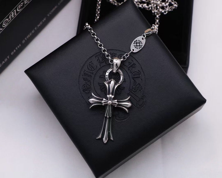 Double Cross Pendant Necklace