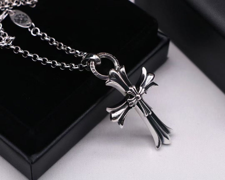 Double Cross Pendant Necklace