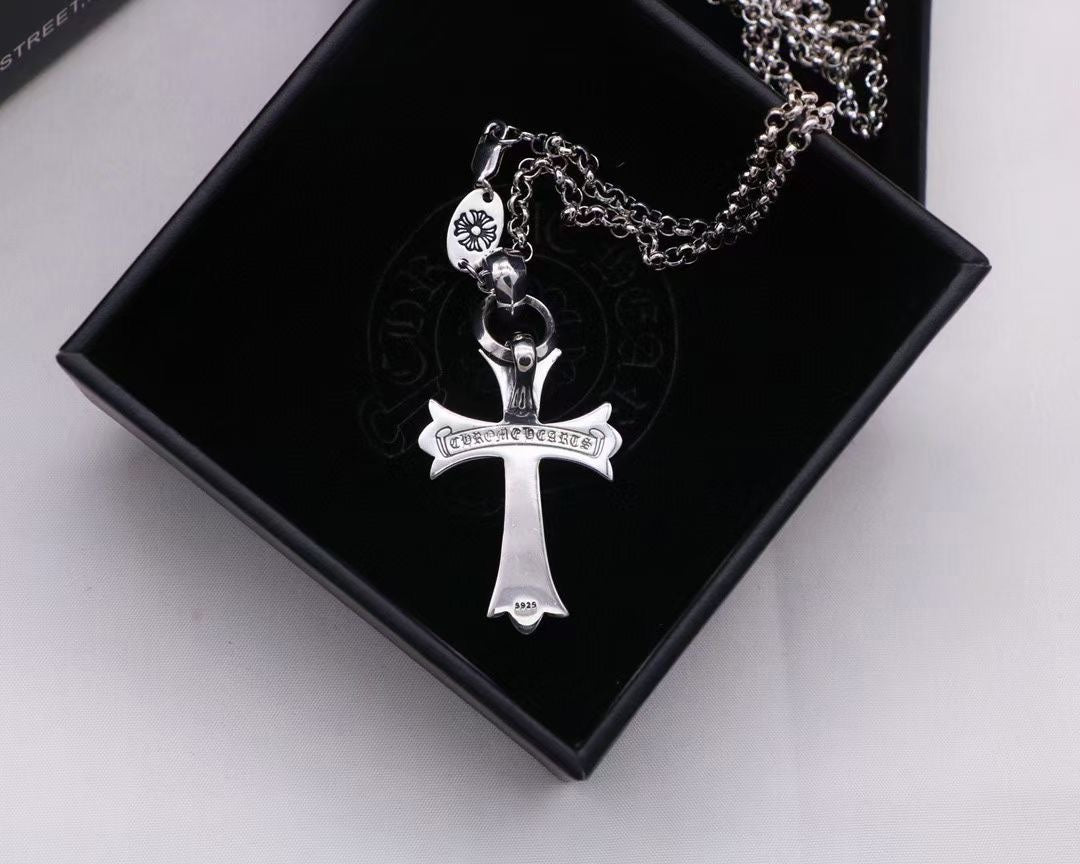 Double Cross Pendant Necklace