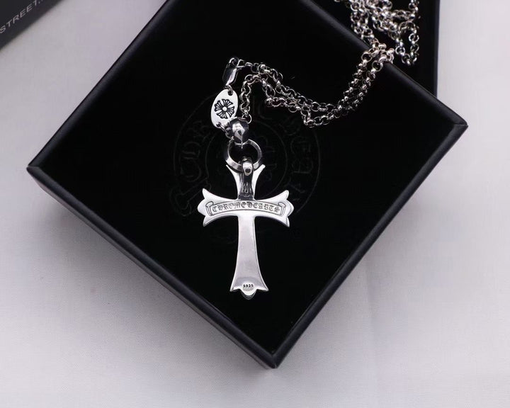 Double Cross Pendant Necklace