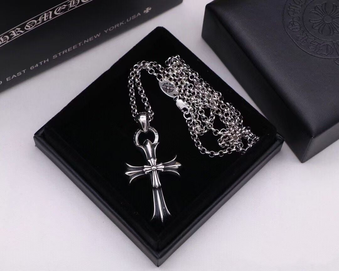 Double Cross Pendant Necklace