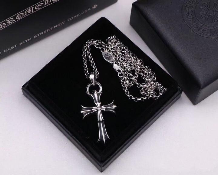 Double Cross Pendant Necklace