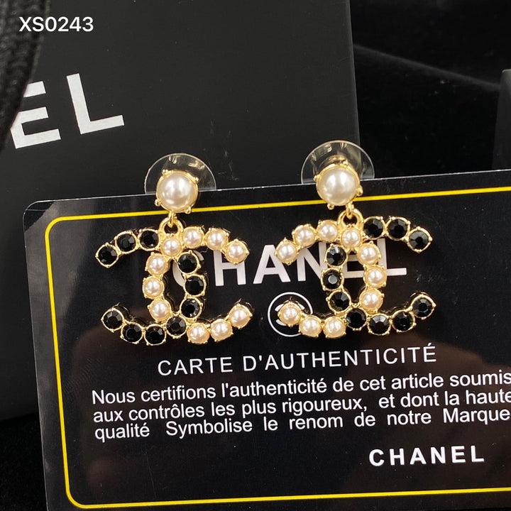 Pearl and Black Diamond Earrings