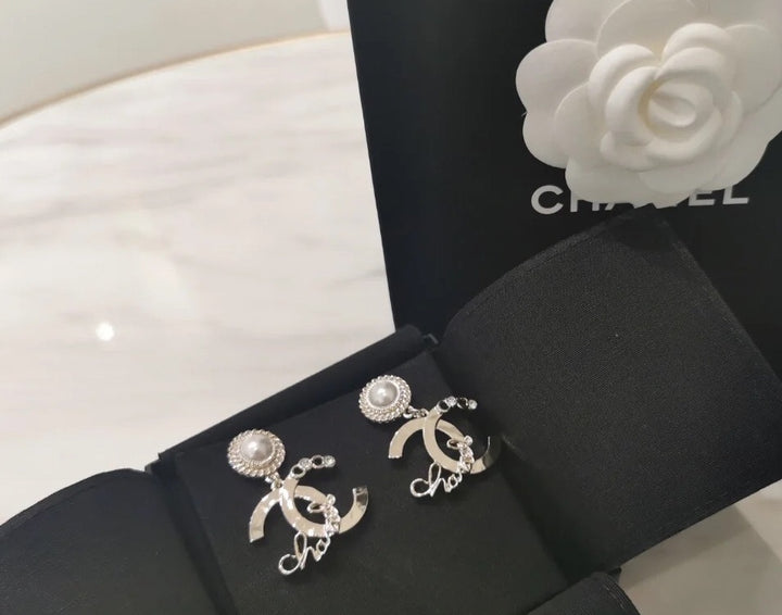 Pearls - Goldtone Dangle Earrings