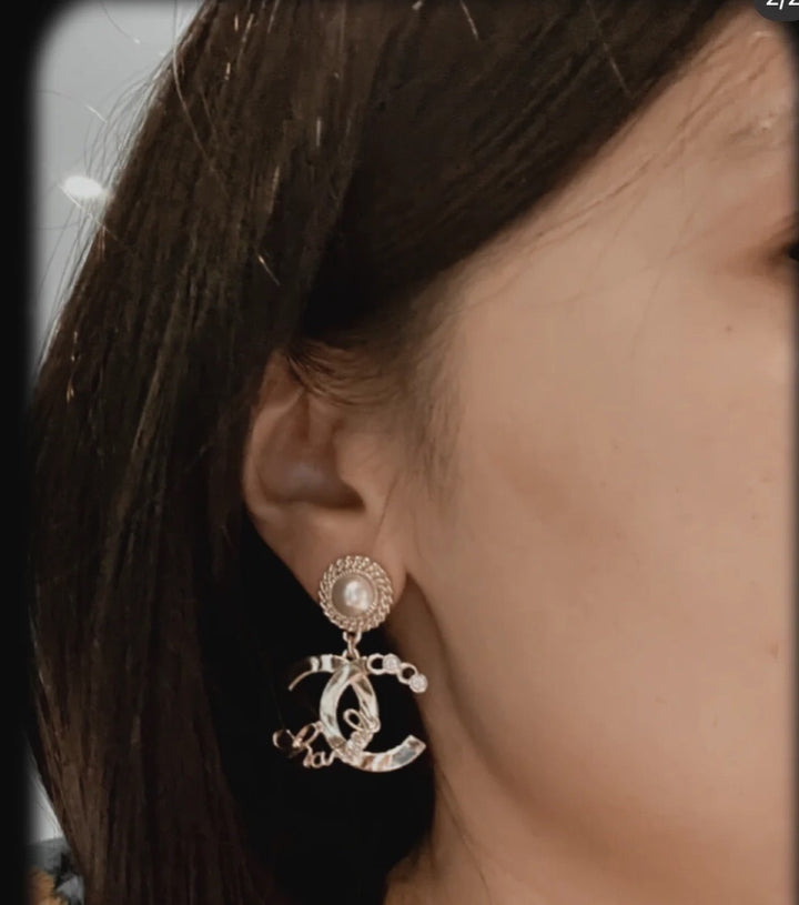 Pearls - Goldtone Dangle Earrings