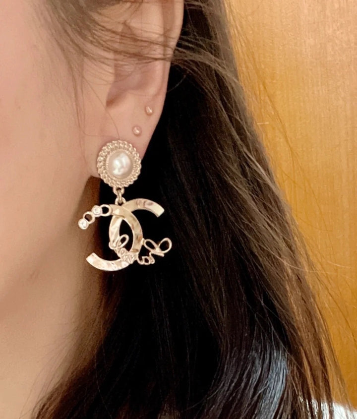 Pearls - Goldtone Dangle Earrings