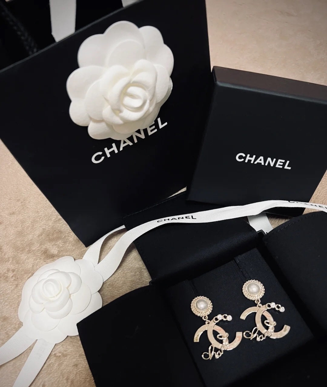 Pearls - Goldtone Dangle Earrings