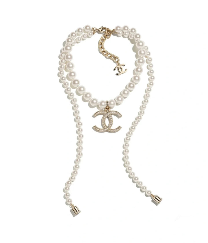 double stacked pearl necklace