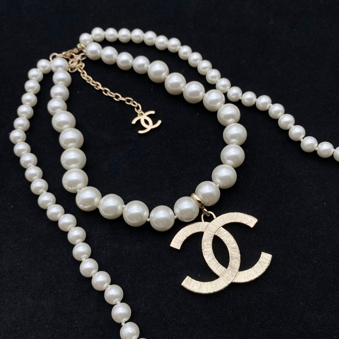 double stacked pearl necklace