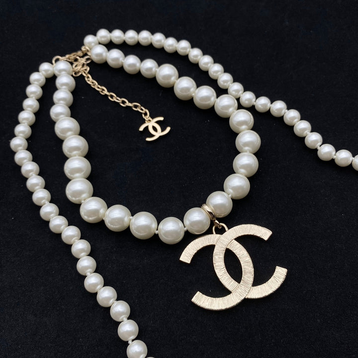 double stacked pearl necklace