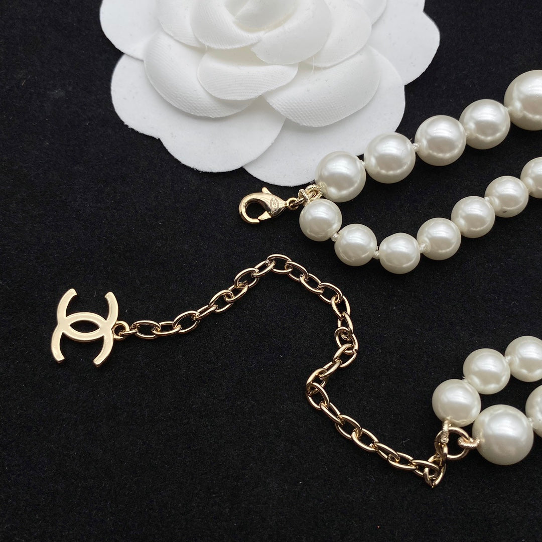 double stacked pearl necklace