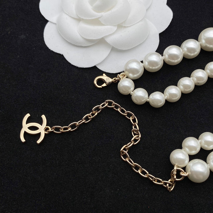 double stacked pearl necklace