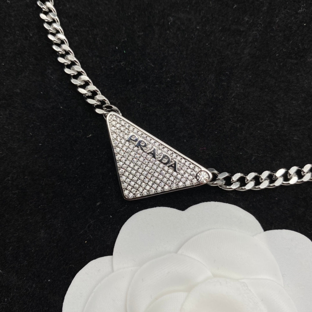 Triangle Alphabet Diamond Necklace