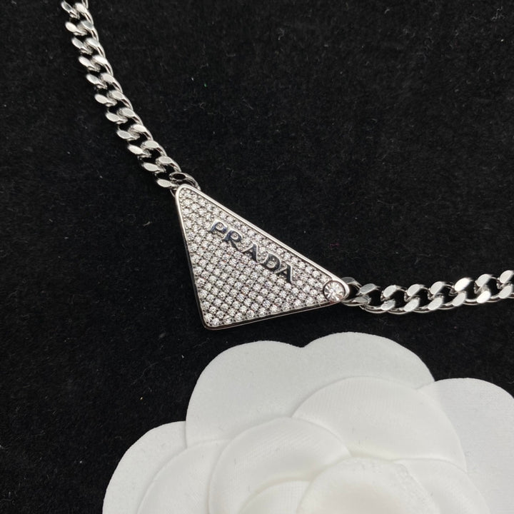 Triangle Alphabet Diamond Necklace