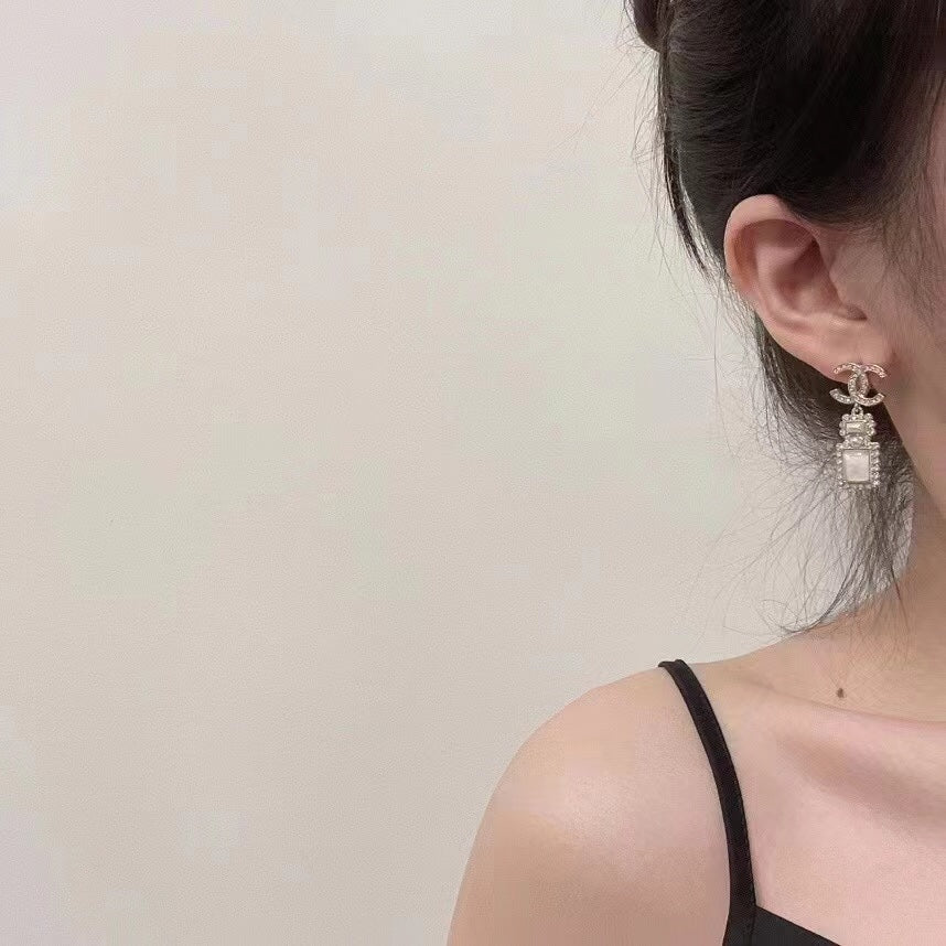 Perfume Bottle Gemstone Earrings