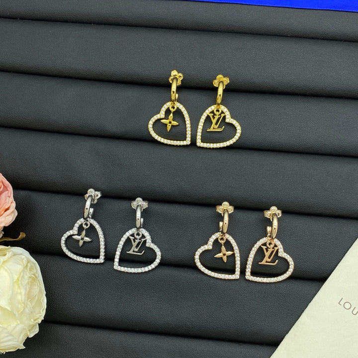 3 color heart earrings