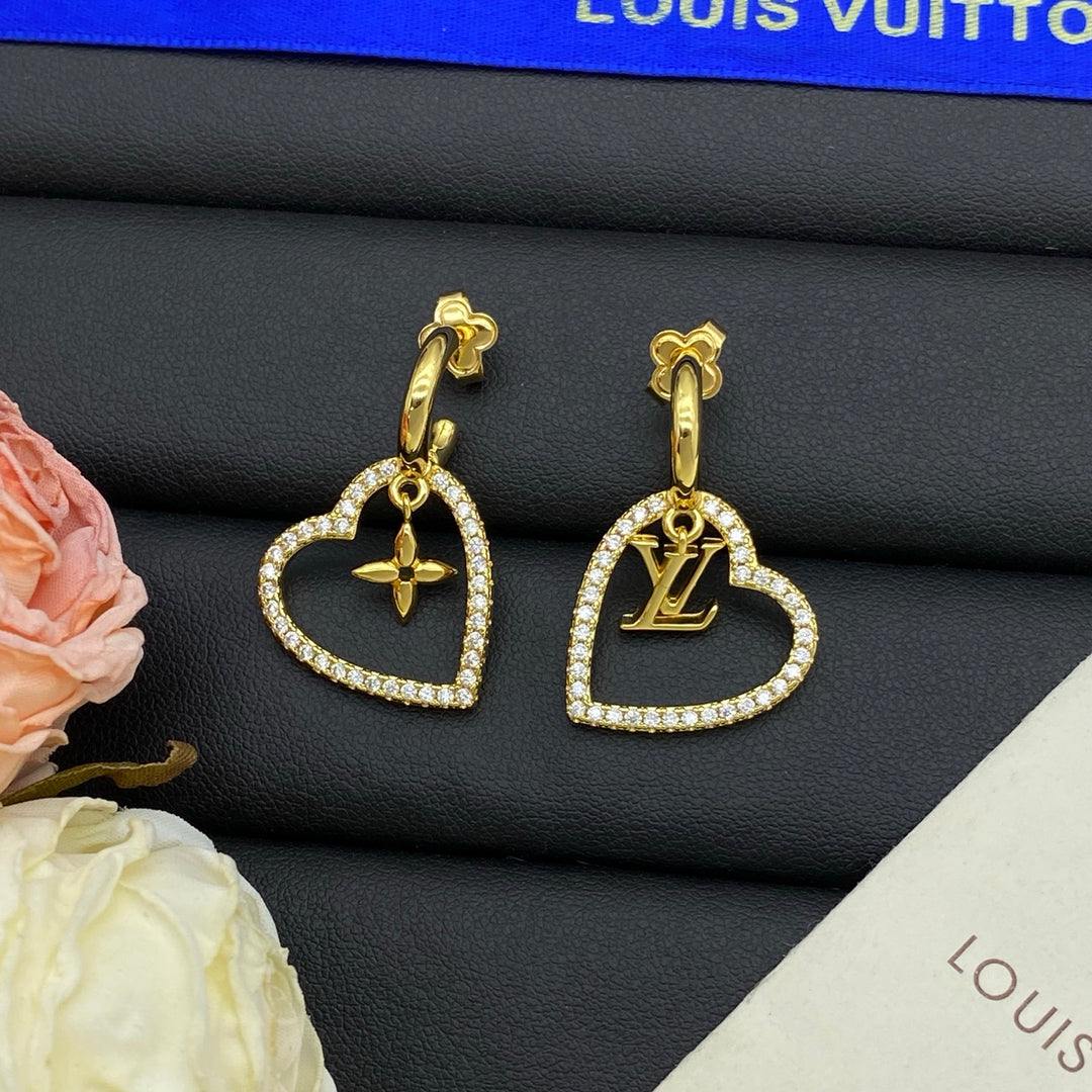 3 color heart earrings