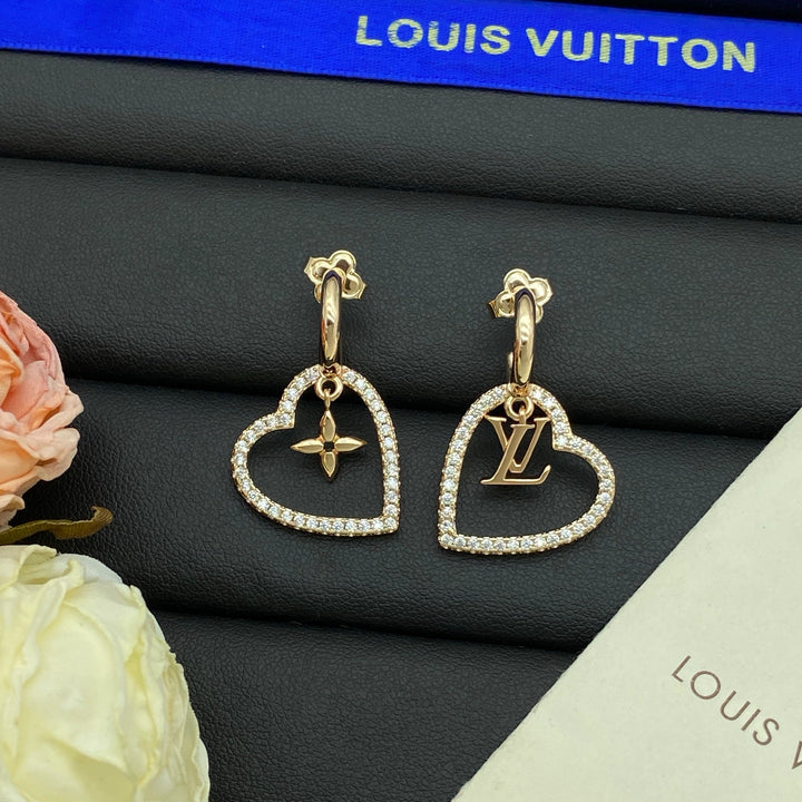 3 color heart earrings