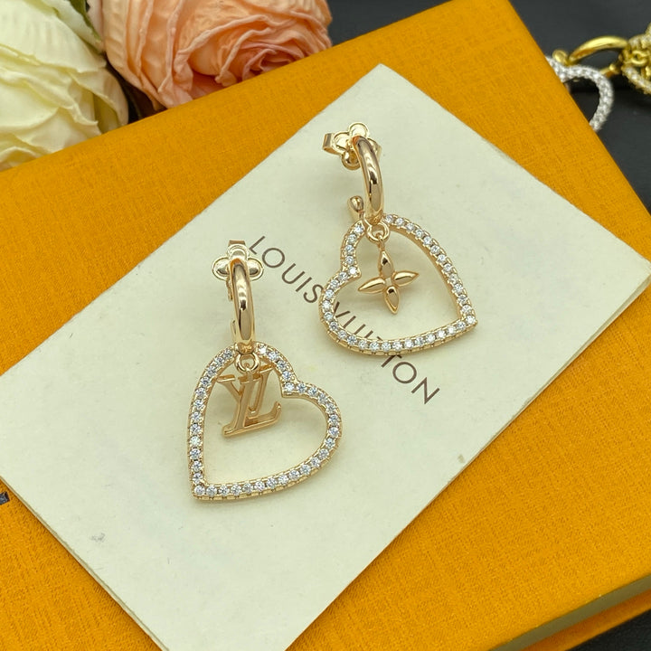3 color heart earrings