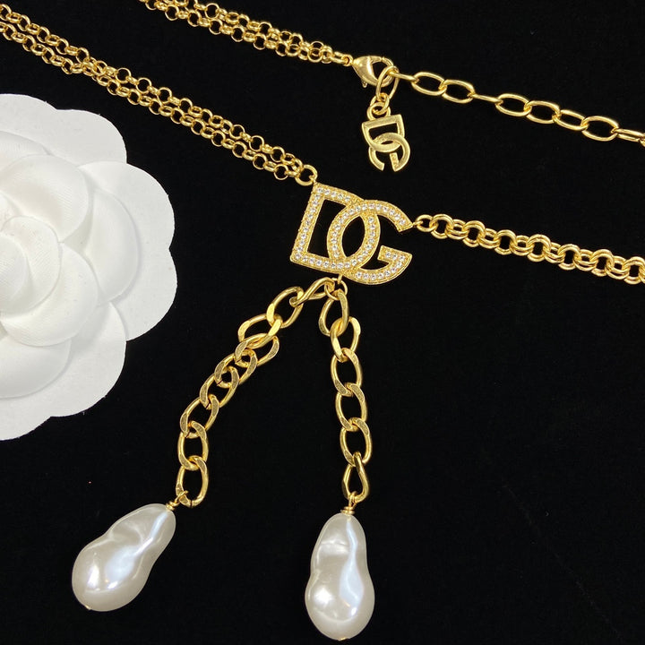 Gold Chain Pearl Necklace