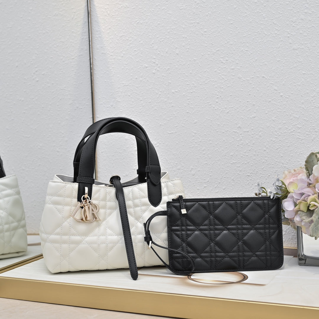 3 Colors Lattice Design Tote Bag(with small bag)