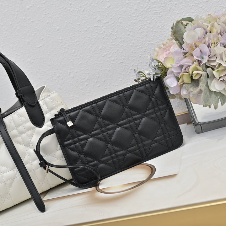 3 Colors Lattice Design Tote Bag(with small bag)