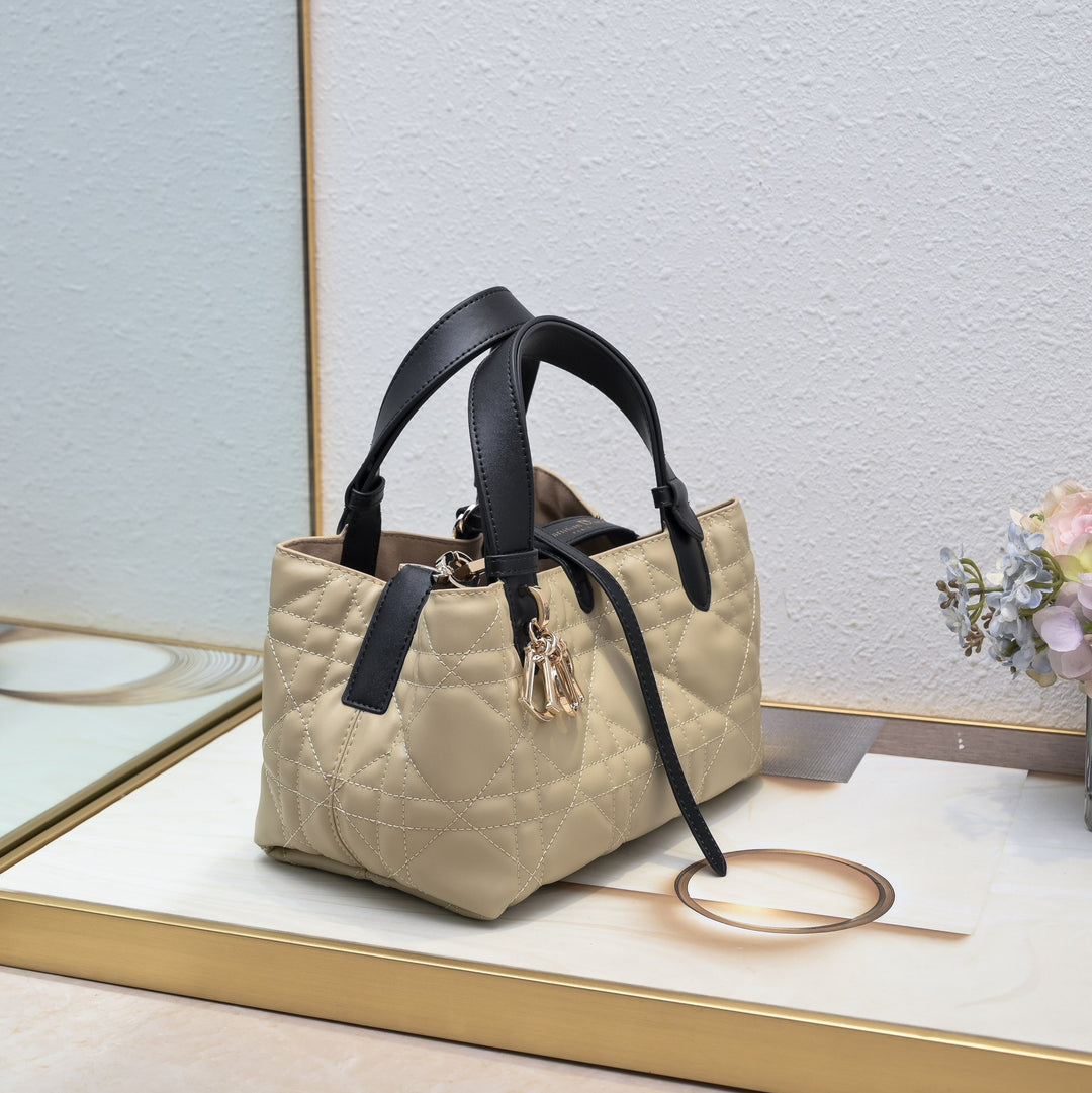 3 Colors Lattice Design Tote Bag(with small bag)