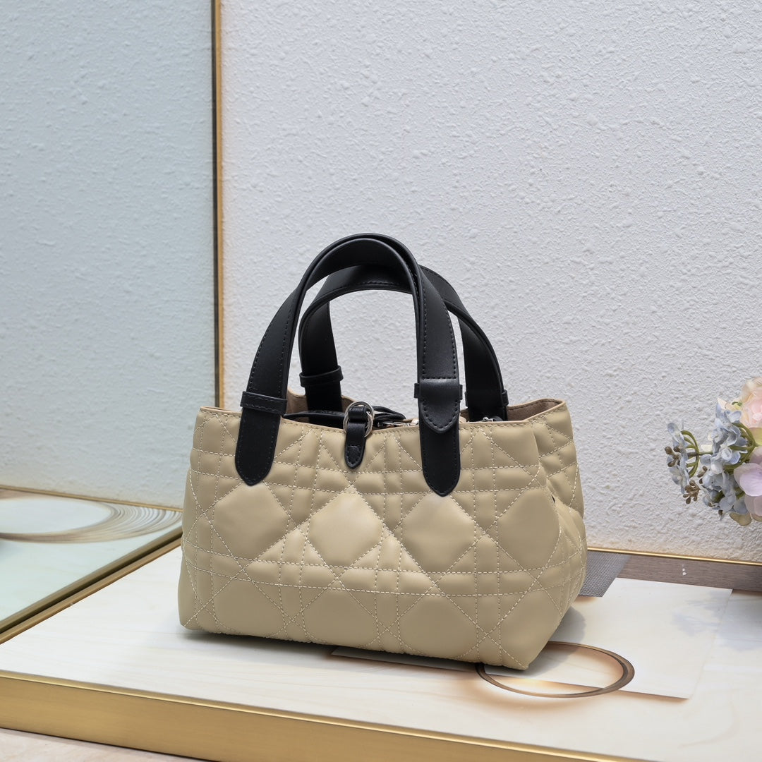 3 Colors Lattice Design Tote Bag(with small bag)