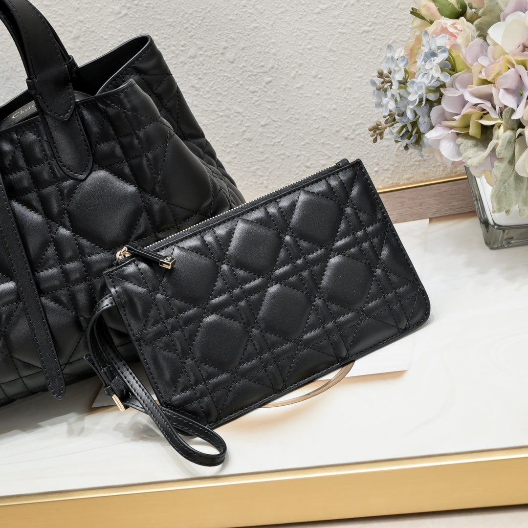 3 Colors Lattice Design Tote Bag(with small bag)