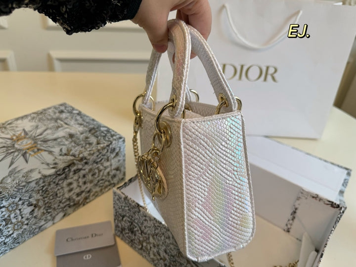 Two-color snake print toffee bag