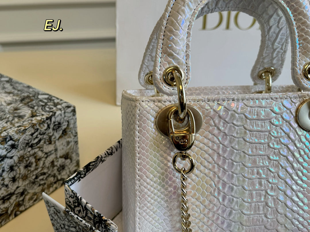 Two-color snake print toffee bag