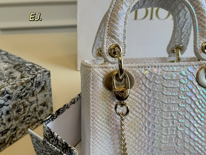 Two-color snake print toffee bag