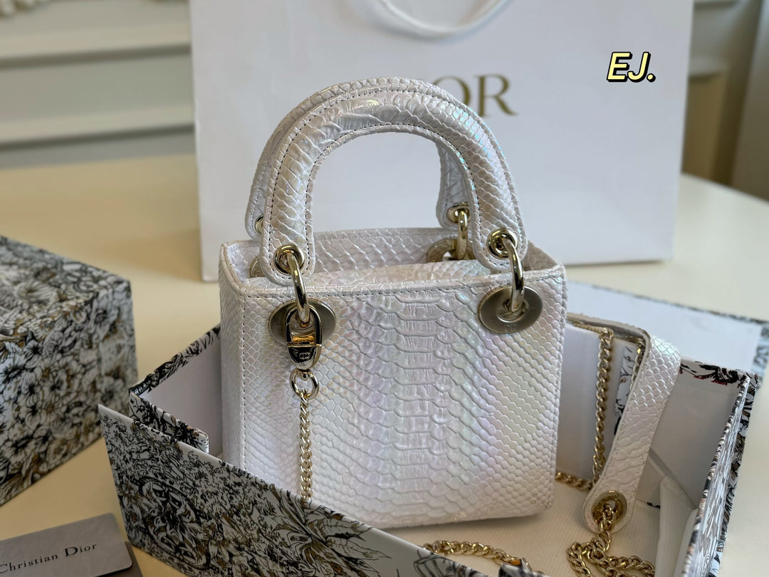 Two-color snake print toffee bag
