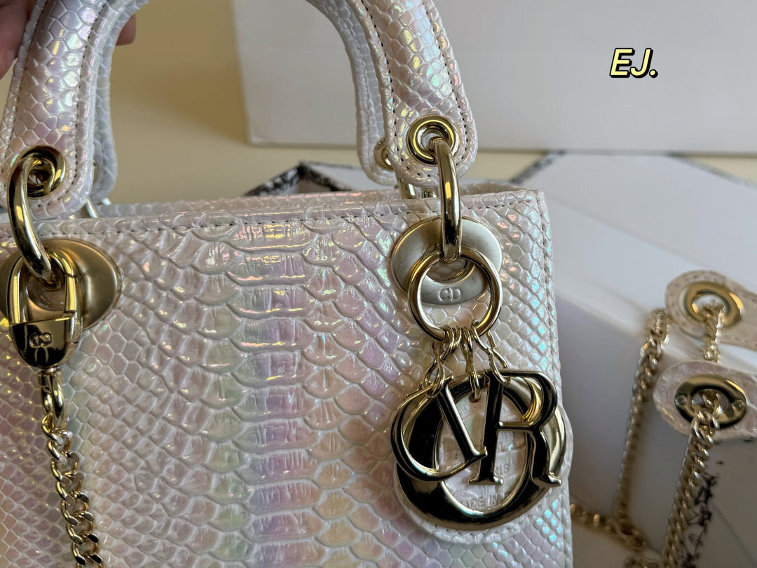 Two-color snake print toffee bag