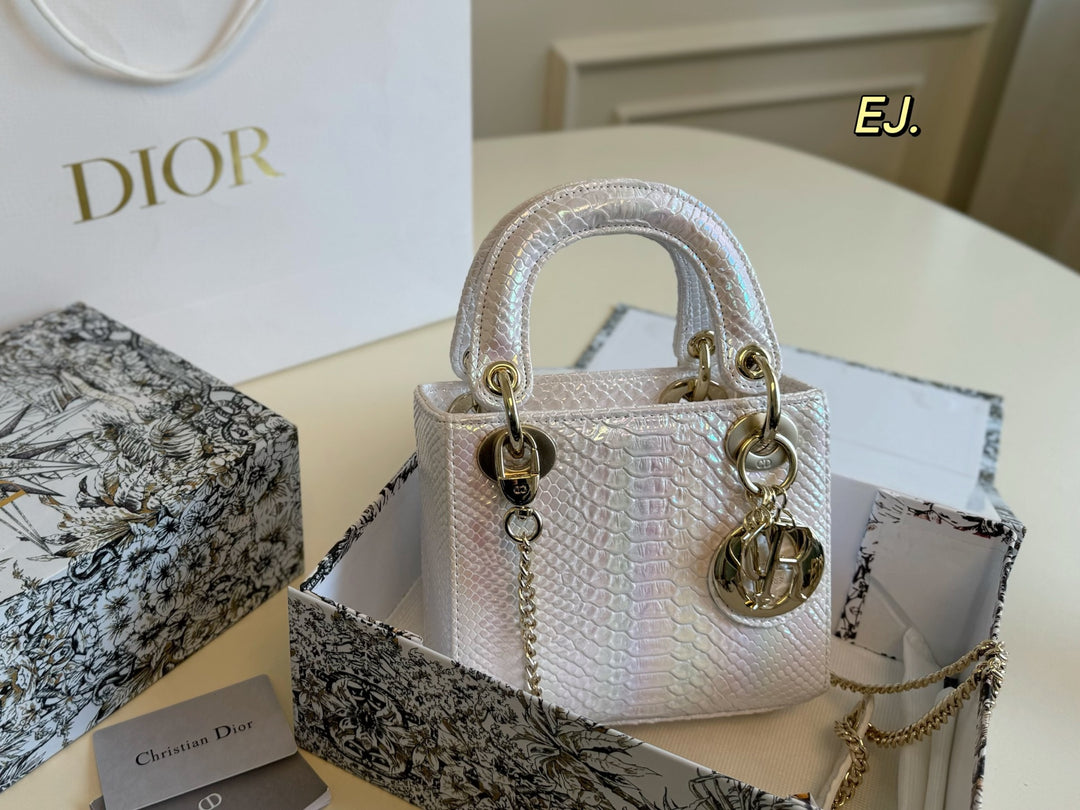 Two-color snake print toffee bag