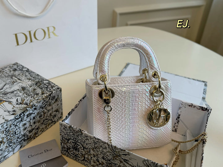 Two-color snake print toffee bag