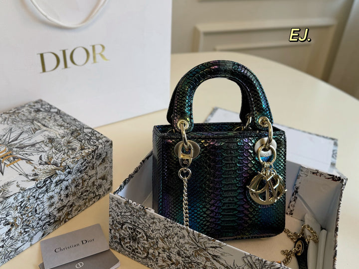 Two-color snake print toffee bag