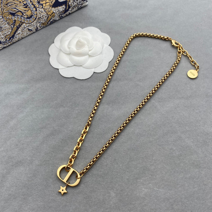 Exclusive letter “CD” gold necklace