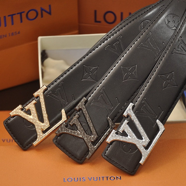 3 Color Letter Embossed Leather Belt