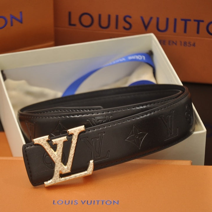 3 Color Letter Embossed Leather Belt
