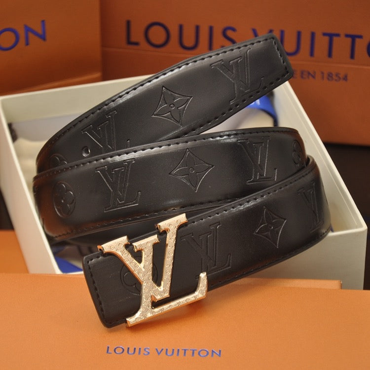 3 Color Letter Embossed Leather Belt