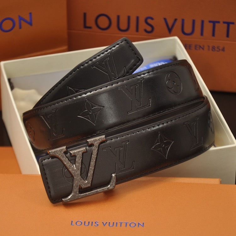 3 Color Letter Embossed Leather Belt