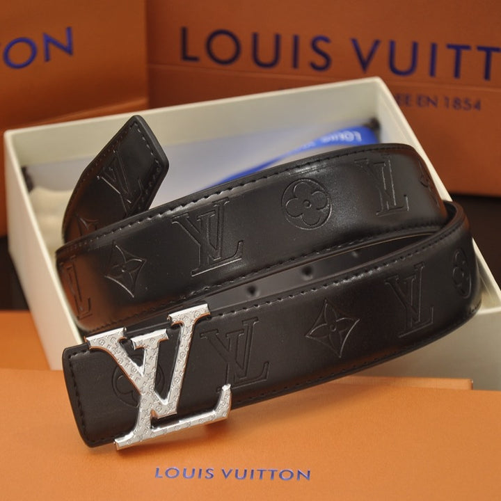 3 Color Letter Embossed Leather Belt
