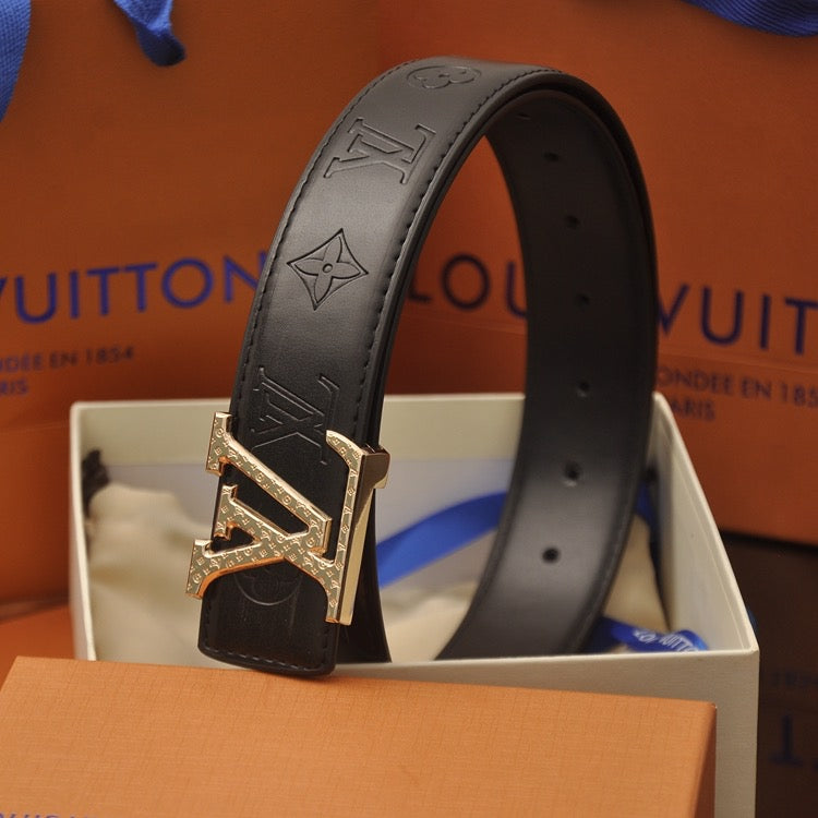 3 Color Letter Embossed Leather Belt