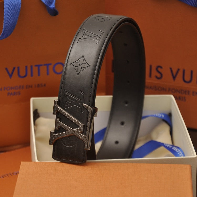 3 Color Letter Embossed Leather Belt