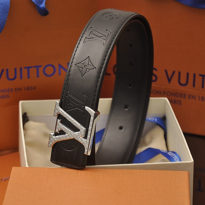 3 Color Letter Embossed Leather Belt